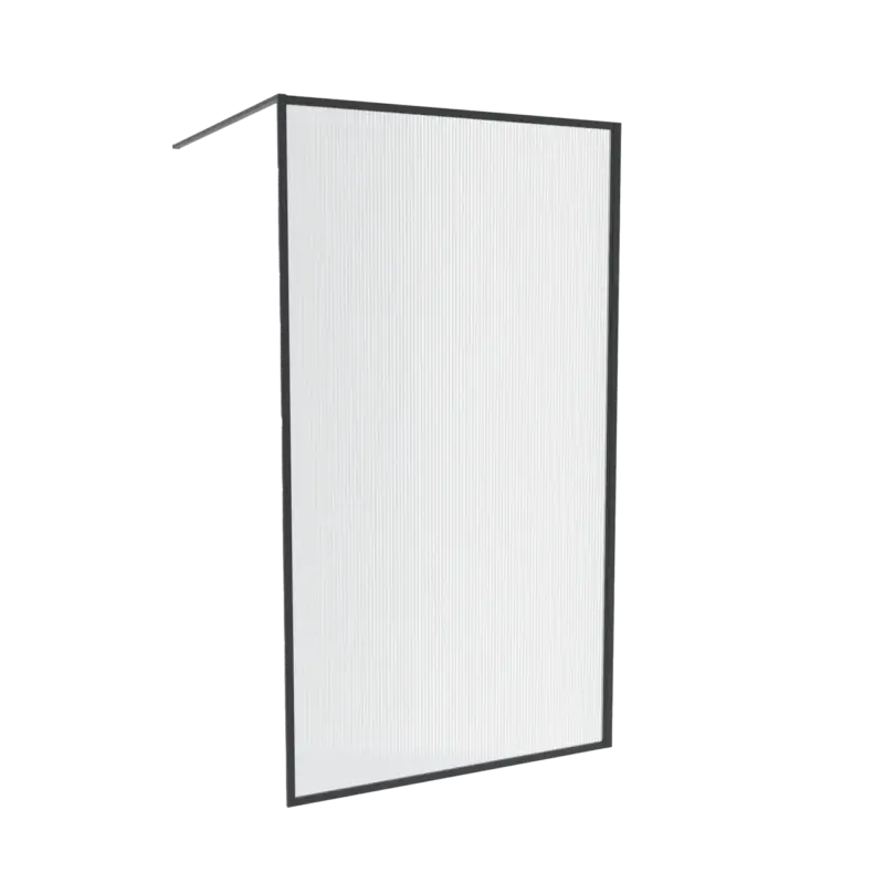 Balmani Framed Walk-In-Dusche 120 x 210 cm Relief Glas, inklusive Coating, matt schwarz Profil Neue Kollektion