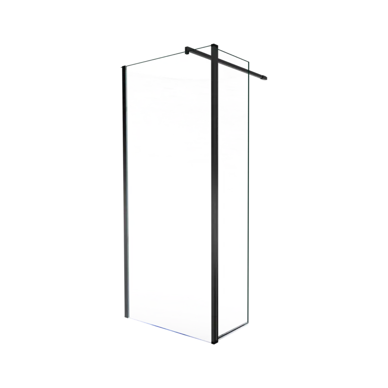 Balmani Move Walk-In-Dusche mit beweglicher Seitenwand 100 x 200 cm Klarglas, inklusive Coating, matt schwarzes Profil Schneller Versand