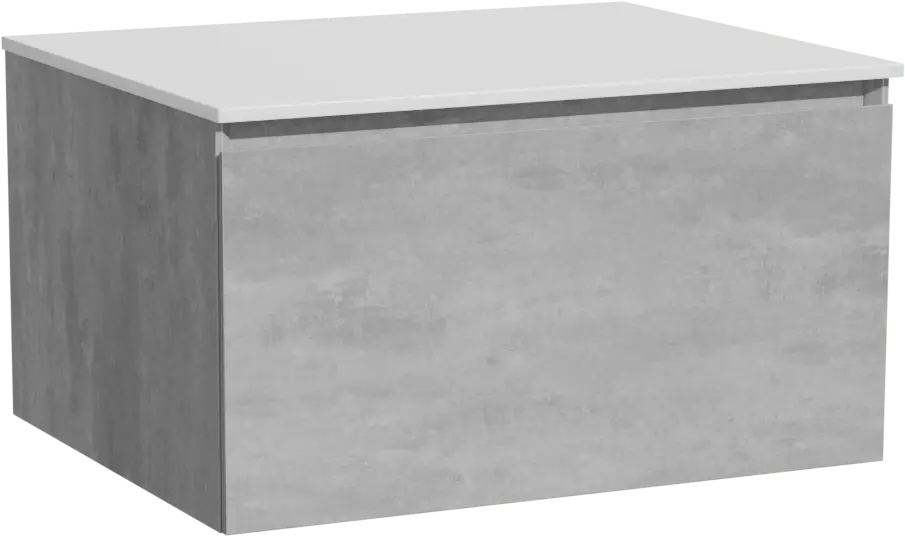 Rabatt Storke Edge hängendes Möbelstück Set: 65 x 52 cm, Beton dunkelgrau, mit Tavola Einzel Waschtischplatte, Solid Surface Weiß matt