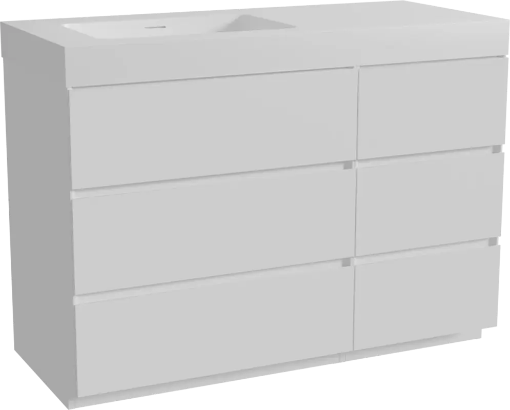 Bestpreis Storke Edge freistehendes Möbelstück Set: 120 x 52 cm, Weiß matt, mit Mata High Waschtisch links, Solid Surface Weiß matt