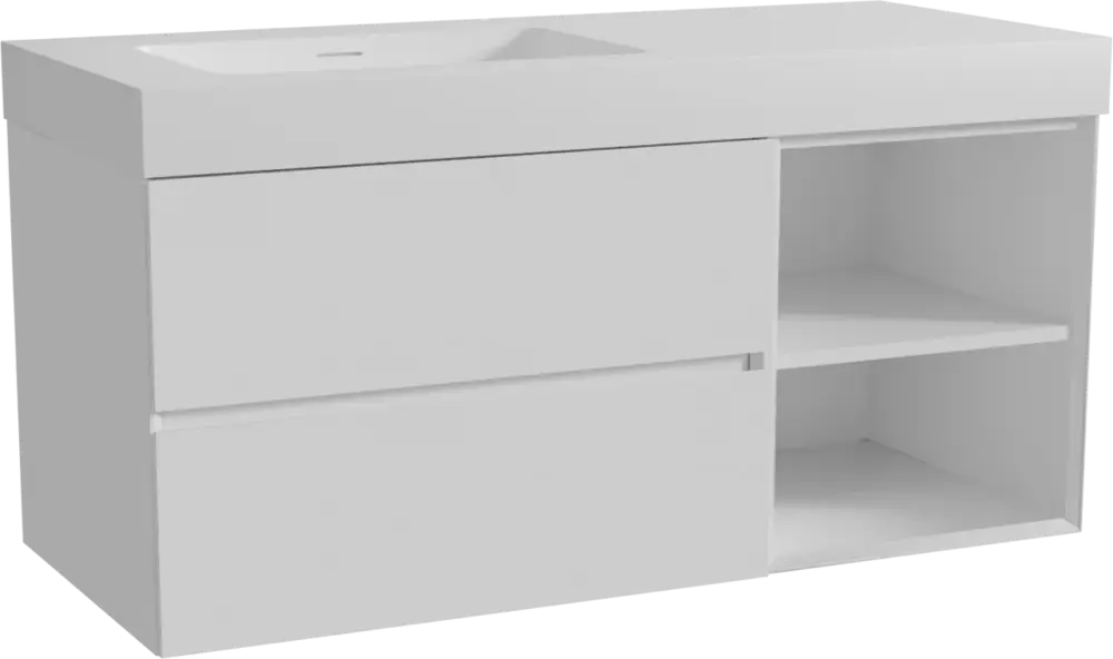 Online Kaufen Storke Edge hängendes Möbelstück Set: 120 x 52 cm, Weiß glänzend, mit Mata High Waschtisch links, Solid Surface Weiß matt