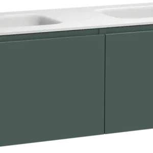 Balmani Sfera by Lucida hängendes Möbelstück Set: 150 x 55 cm, Forest, mit Tablo Arcato Doppelwaschtisch, Solid Surface Weiß matt Saisonangebot