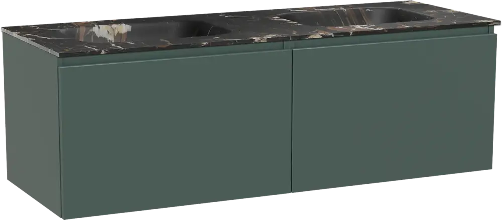Balmani Sfera by Lucida hängendes Möbelstück Set: 150 x 55 cm, Forest, mit Tablo Arcato Doppelwaschtisch, Marmor Portoro Gold Online Kaufen