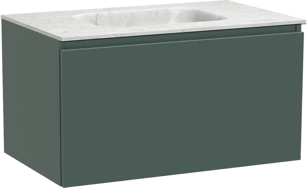 Bestpreis Balmani Sfera by Lucida hängendes Möbelstück Set: 90 x 55 cm, Forest, mit Tablo Arcato Einzelwaschtisch, Marmor Carrara