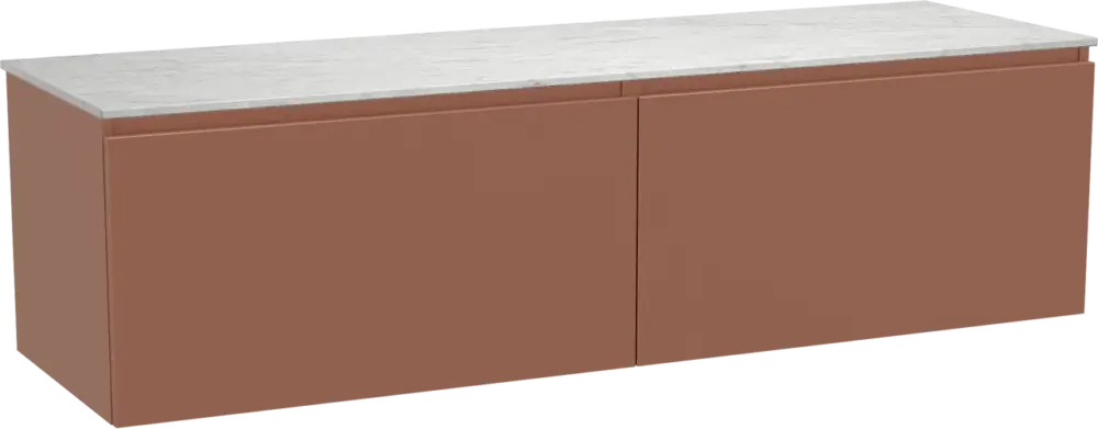 Kracherpreis Balmani Sfera by Lucida hängendes Möbelstück Set: 180 x 55 cm, Cotto, mit Stretto Einzel- oder Doppel Waschtischplatte, Marmor Carrara
