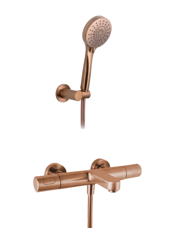 Blaufoss Apollo Thermostat-Badewannenarmatur: Wandmontage, Brushed Rosegold Neuheit