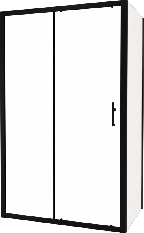 Linie Cadiz Eckdusche Schiebetür mit fixierter Seitenwand, 140 x 70 cm, Klarglas, Profil Schwarz Neue Ware