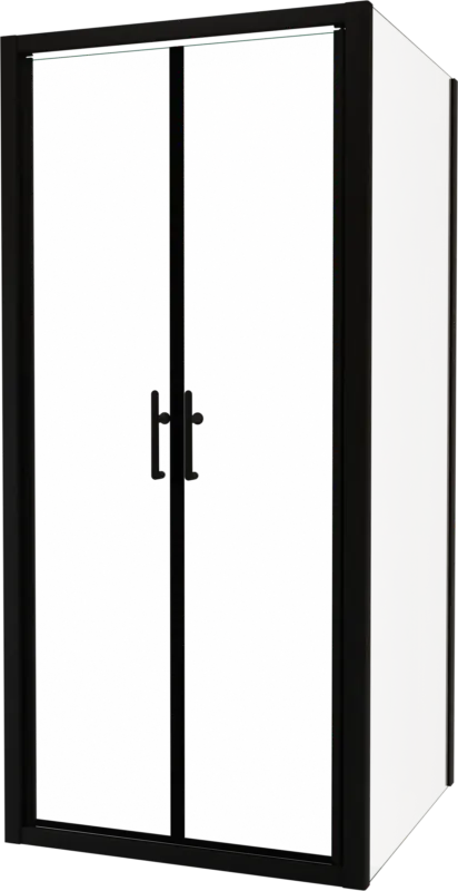 Neue Kollektion Linie Cadiz Eckdusche Pendeltür mit fixierter Seitenwand, 90 x 80 cm, Klarglas, Profil Schwarz