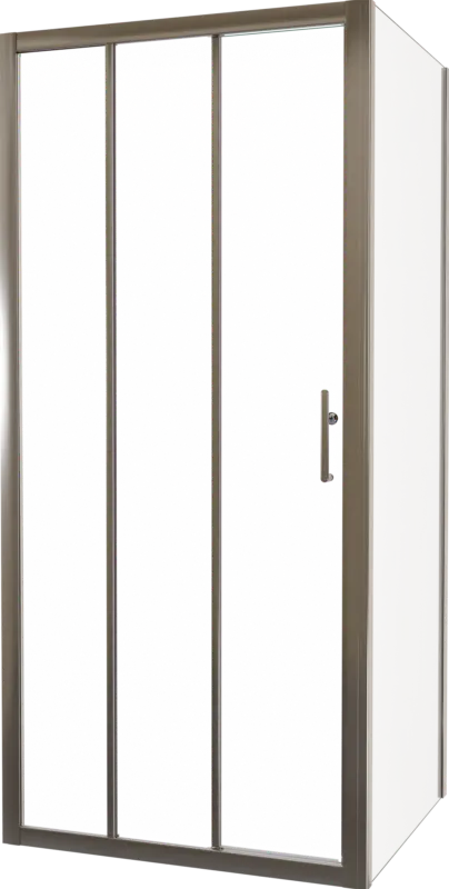 Linie Cadiz Eckdusche dreiteilige Schiebetür mit fixierter Seitenwand, 100 x 80 cm, Klarglas, Brushed Chrome Profil Sonderangebot