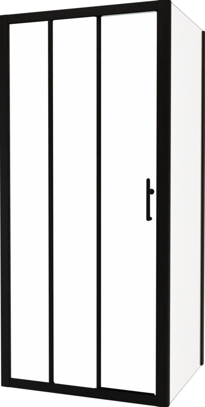 Linie Cadiz Eckdusche dreiteilige Schiebetür mit fixierter Seitenwand, 90 x 90 cm, Klarglas, Profil Schwarz Sonderaktion