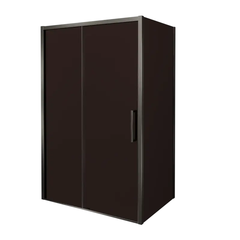 Letzte Chance Balmani Senses Design Eckdusche: Schiebetür (Links) mit fixierte Seitenwand, 140 x 80 cm, Bronze, Profil Brushed GunMetal