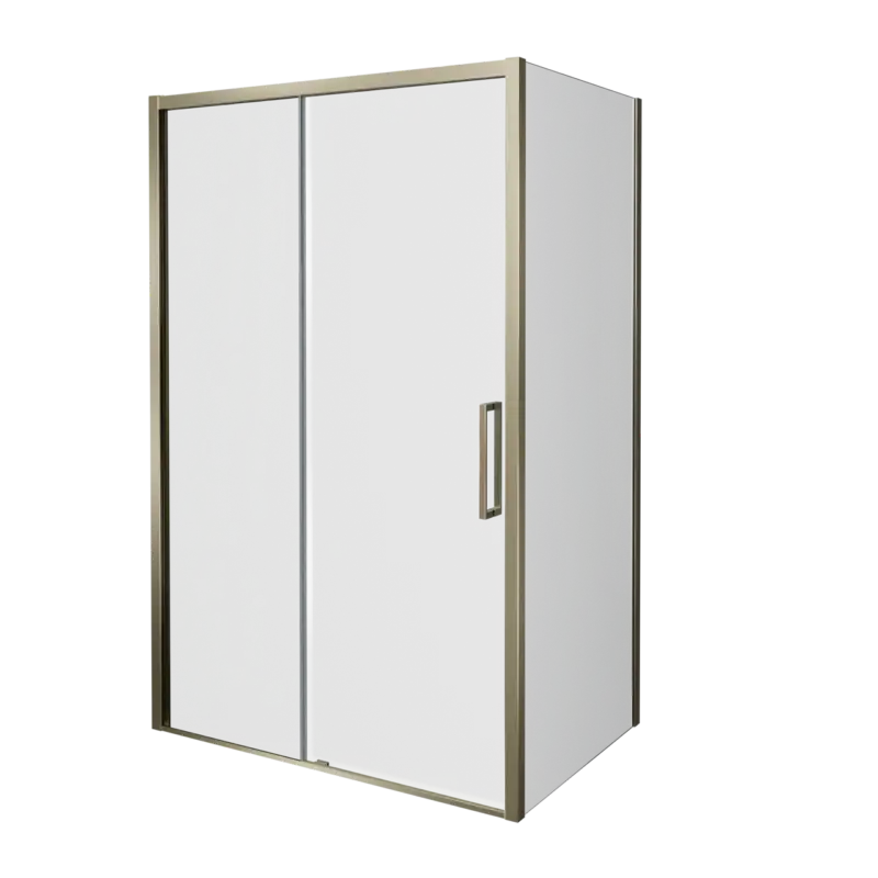 Heißes Angebot Balmani Senses Design Eckdusche: Schiebetür (Links) mit fixierte Seitenwand, 180 x 90 cm, Klarglas, Profil Brushed Champagne Gold