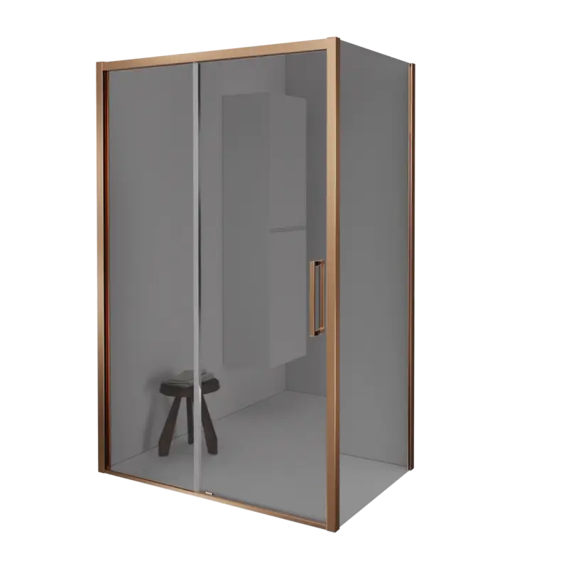 Balmani Senses Design Eckdusche: Schiebetür (Links) mit fixierte Seitenwand, 160 x 80 cm, Reflex-Spiegelglas, Profil Brushed Rosegold Jetzt Kaufen
