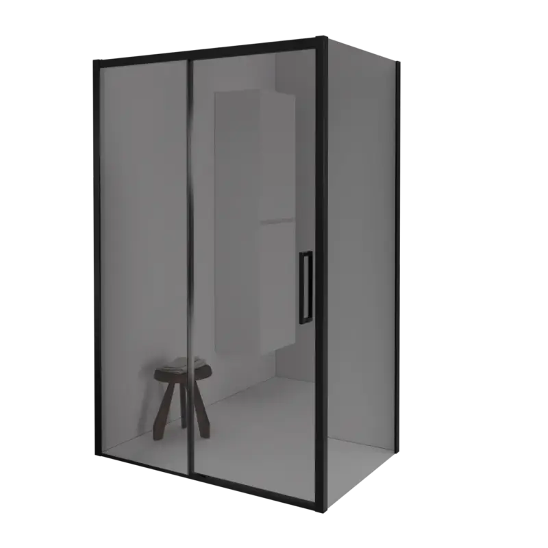 Balmani Senses Design Eckdusche: Schiebetür (Links) mit fixierte Seitenwand, 120 x 100 cm, Reflex-Spiegelglas, Profil Schwarz matt Jetzt Kaufen