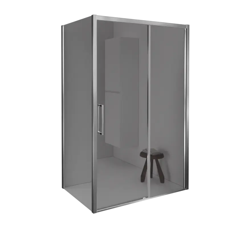 Preiswert Balmani Senses Design Eckdusche: Schiebetür (Rechts) mit fixierte Seitenwand, 160 x 100 cm, Reflex-Spiegelglas, Profil Chrom glänzend