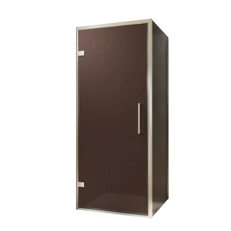 Balmani Senses Design Eckdusche: Drehtür (Links) mit fixierte Seitenwand, 90 x 80 cm, Bronze, Profil Brushed CoolMetal Garantierte Lieferung