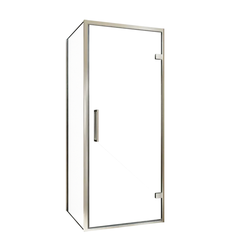 Balmani Senses Design Eckdusche: Drehtür (Rechts) mit fixierte Seitenwand, 90 x 80 cm, Klarglas, Profil Brushed CoolMetal Rabatt