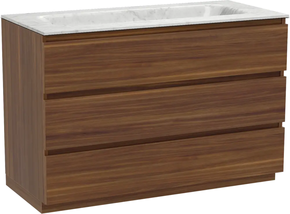 Rabatt Balmani Lucida freistehendes Möbelstück Set: 120 x 55 cm, Amerikanischer Nussbaum, mit Tablo Arcato Einzelwaschtisch, Marmor Carrara