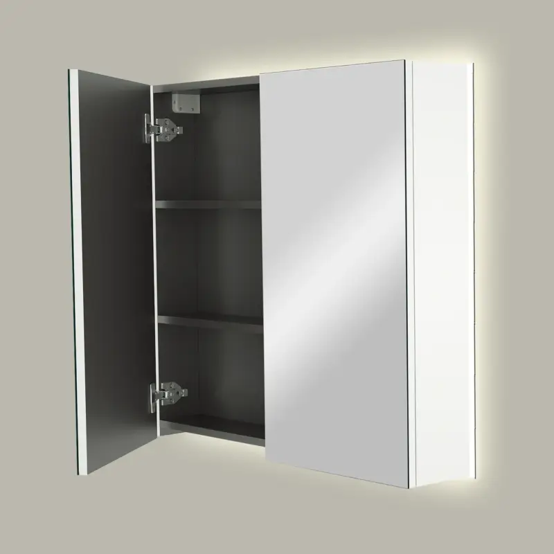Linie Montro Spiegelschrank, 80 x 75 cm, weiß matt, mit Spiegelbeleuchtung Neue Ware