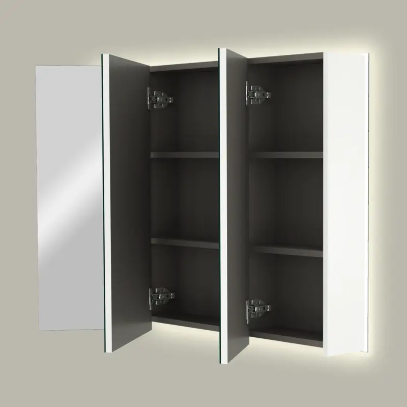 Preiswert Linie Montro Spiegelschrank, 100 x 75 cm, weiß glänzend, mit Spiegelbeleuchtung