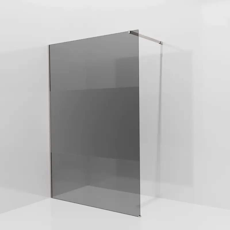 Direktkauf Balmani Modular Walk-In Dusche: 140 x 200 cm, Rauchglas mit mattiertem Streifen, Profil Brushed CoolMetal