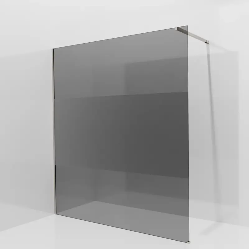 Balmani Modular Walk-In Dusche: 180 x 200 cm, Rauchglas mit mattiertem Streifen, Profil Brushed CoolMetal Solange Der Vorrat Reicht