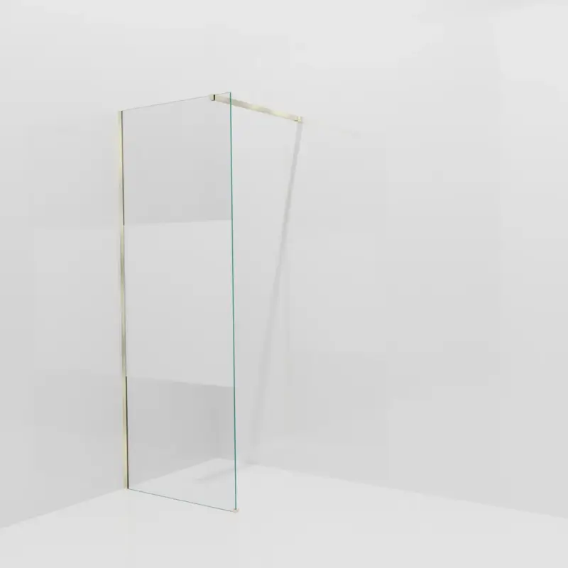 Balmani Modular Walk-In Dusche: 80 x 200 cm, Klarglas mit mattiertem Streifen, Profil Brushed Champagne Gold Neu Im Sortiment