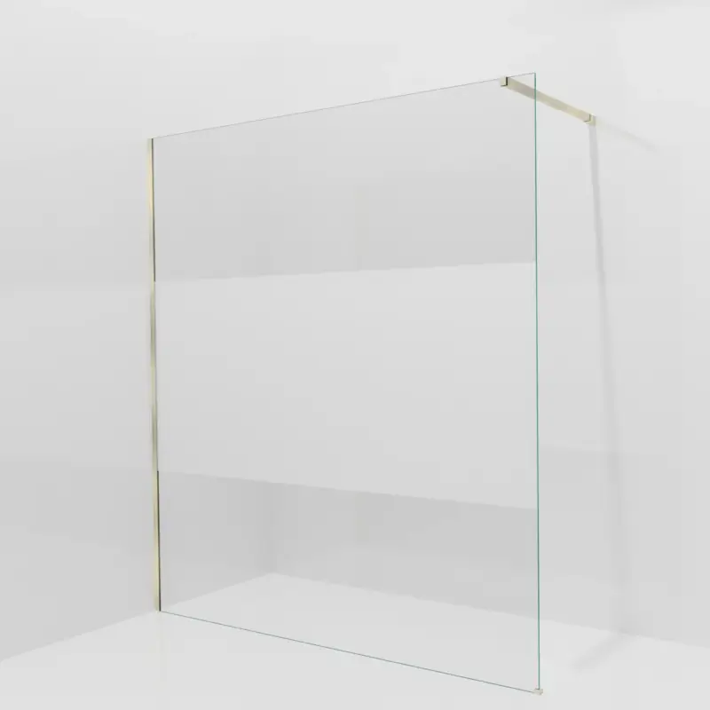 Markenware Balmani Modular Walk-In Dusche: 180 x 200 cm, Klarglas mit mattiertem Streifen, Profil Brushed Champagne Gold