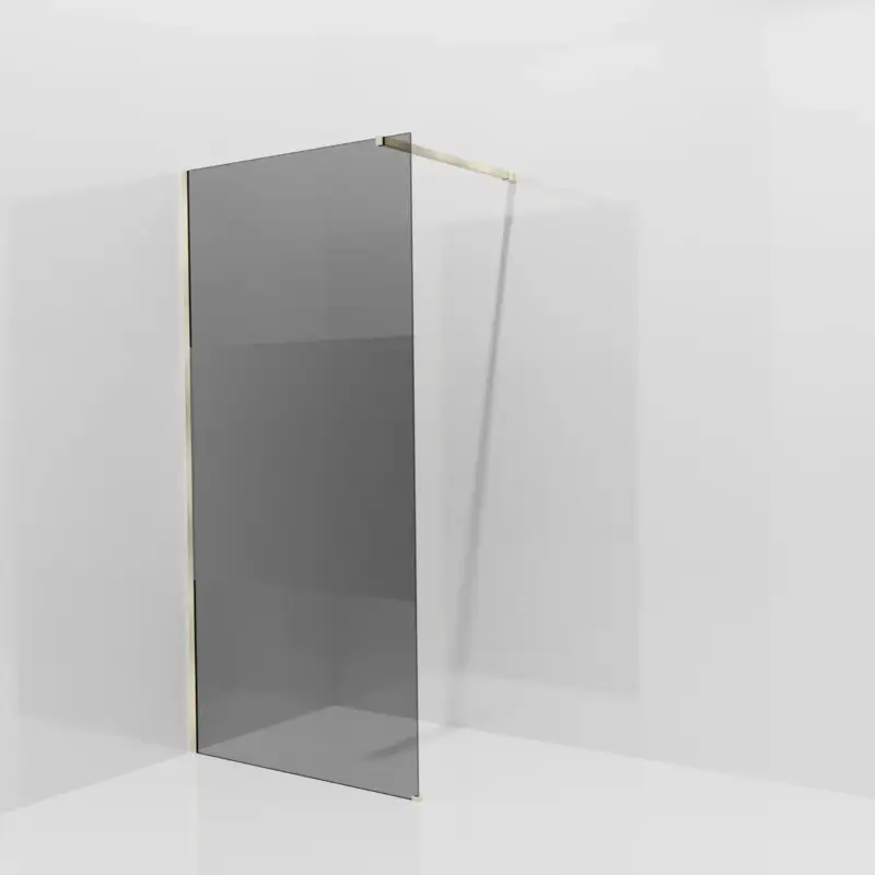 Balmani Modular Walk-In Dusche: 100 x 200 cm, Rauchglas mit mattiertem Streifen, Profil Brushed Champagne Gold Preiswert