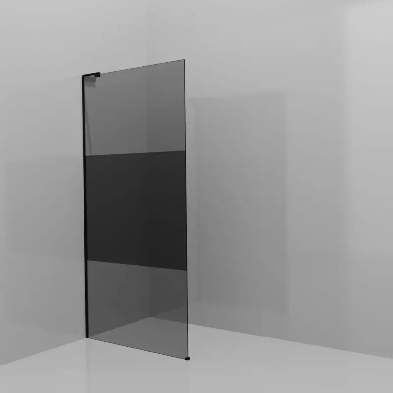 Versand Am Gleichen Tag Balmani Modular Walk-In Dusche: 100 x 200 cm, Rauchglas mit mattiertem Streifen, Profil Schwarz matt mit L-Shape