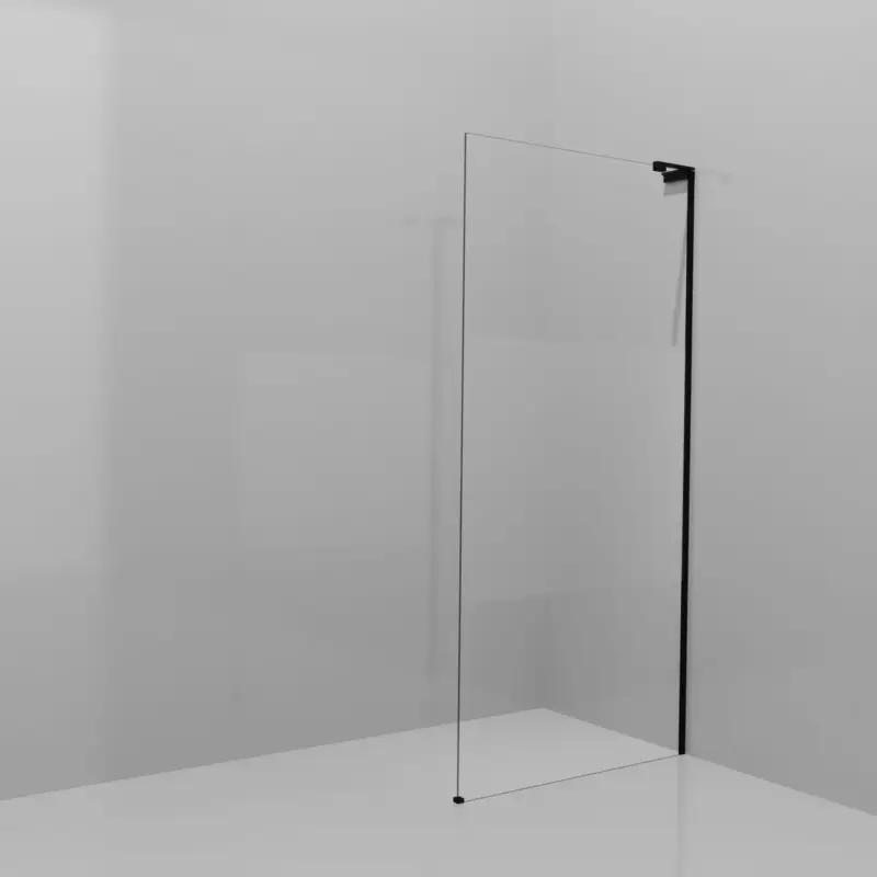 Sale Balmani Modular Walk-In Dusche: 100 x 200 cm, Klarglas mit mattiertem Streifen, Profil Schwarz matt mit L-Shape