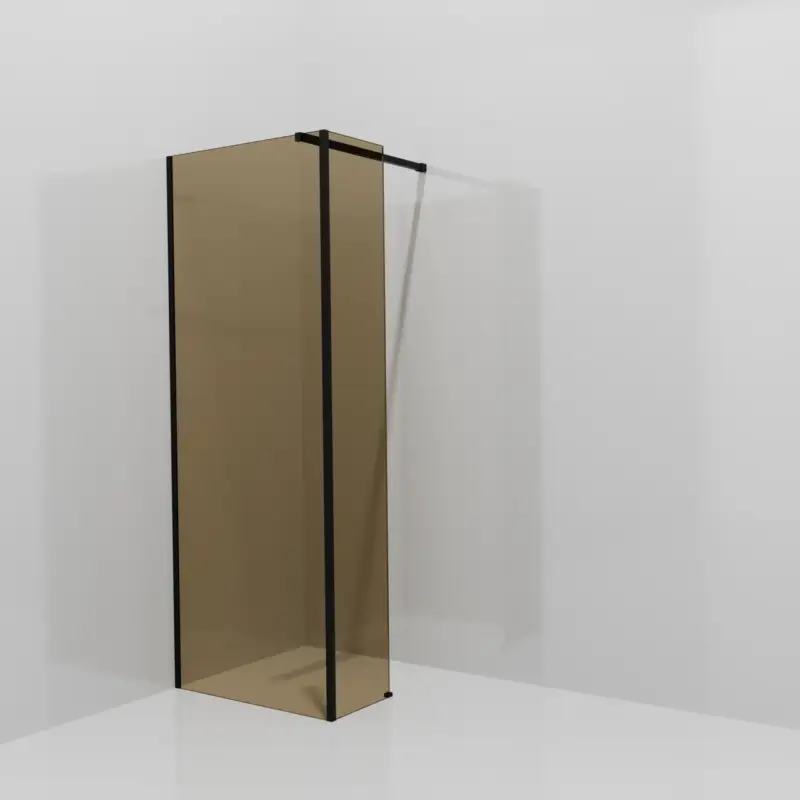Abverkauf Balmani Modular Walk-In Dusche mit fester Seitenwand: 80 x 200 cm, Bronze Glas, Profil Schwarz matt
