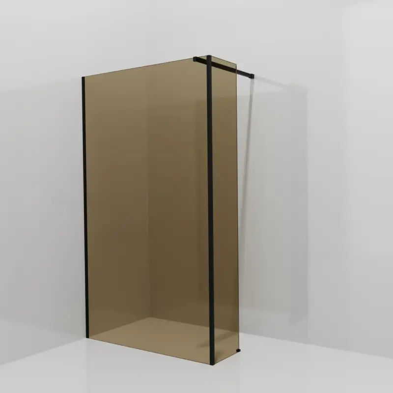 Balmani Modular Walk-In Dusche mit fester Seitenwand: 120 x 200 cm, Bronze Glas, Profil Schwarz matt Top-Seller