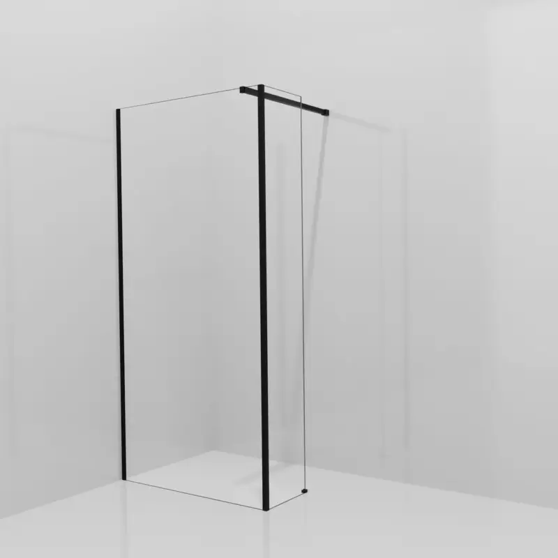 Balmani Modular Walk-In Dusche mit fester Seitenwand: 100 x 200 cm, Klarglas, Profil Schwarz matt Finale Aktion