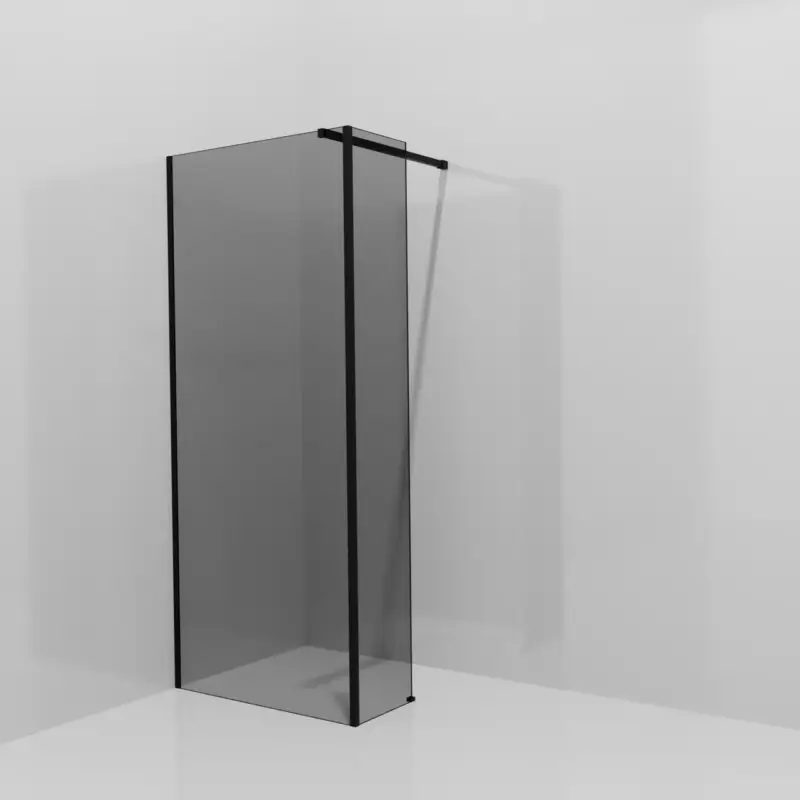 Balmani Modular Walk-In Dusche mit fester Seitenwand: 90 x 200 cm, Rauchglas, Profil Schwarz matt Preiswert