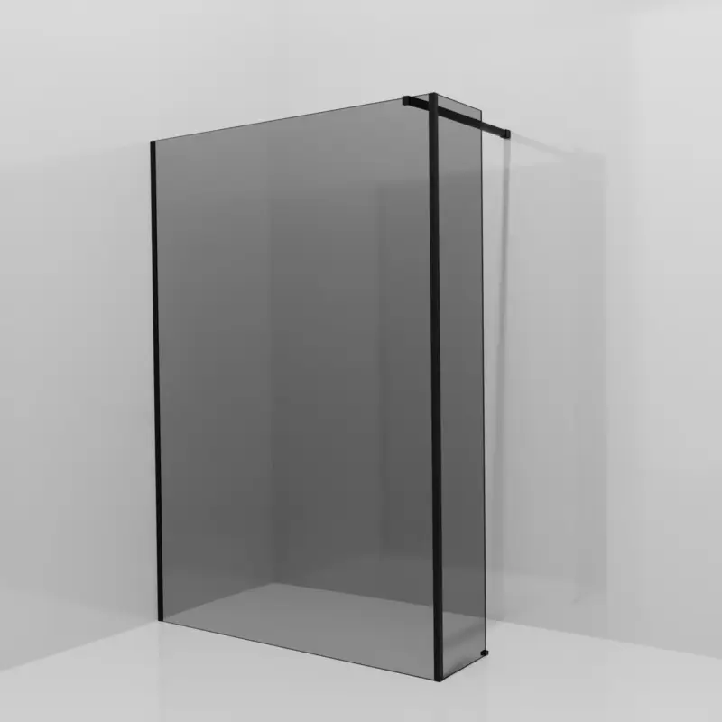 Balmani Modular Walk-In Dusche mit fester Seitenwand: 140 x 200 cm, Rauchglas, Profil Schwarz matt Direktkauf
