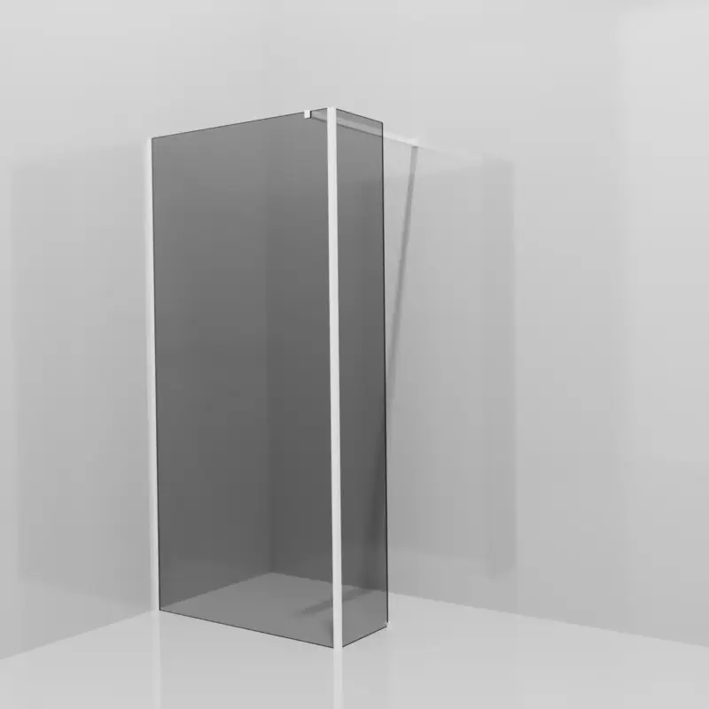 Balmani Modular Walk-In Dusche mit fester Seitenwand: 100 x 200 cm, Rauchglas, Profil Weiß matt Preis Gesenkt