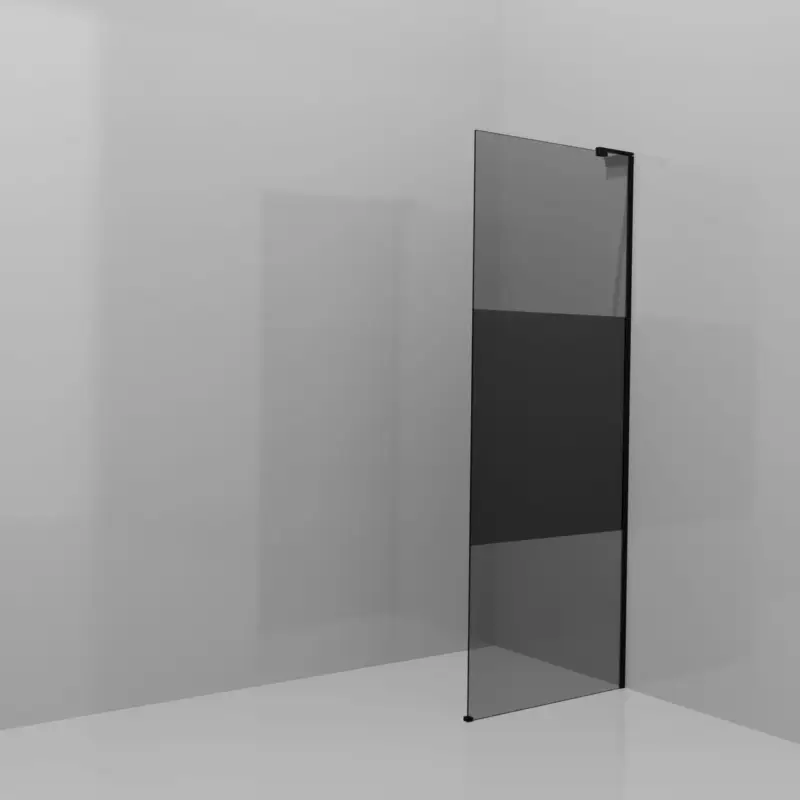 Balmani Modular Walk-In Dusche: 80 x 200 cm, Rauchglas mit mattiertem Streifen, inklusive Coating, Profil Schwarz matt mit L-Shape Beliebt