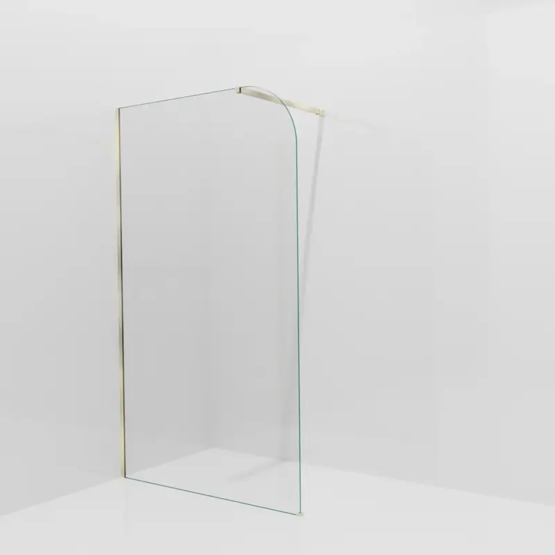 Preisknaller Balmani Modular Walk-In Dusche: 120 x 200 cm, Klarglas abgerundet, inklusive Coating, Profil Brushed Champagne Gold