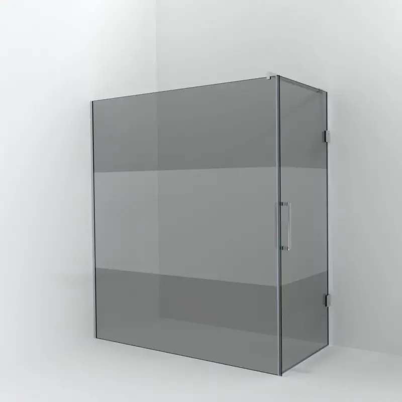 Schneller Versand Balmani Modular Walk-In Dusche mit Tür: 180 x 200 cm mit Tür 90 cm, Rauchglas mit mattiertem Streifen inklusive Coating, Profil Chrom glänzend