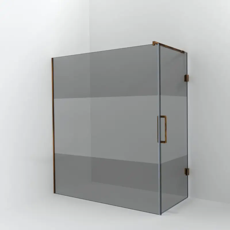 Balmani Modular Walk-In Dusche mit Tür: 180 x 200 cm mit Tür 90 cm, Rauchglas mit mattiertem Streifen inklusive Coating, Profil Brushed Rosegold Sonderangebot