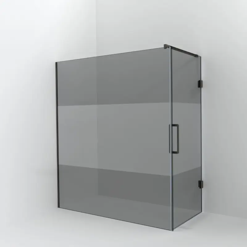 Jetzt Bestellen Balmani Modular Walk-In Dusche mit Tür: 180 x 200 cm mit Tür 90 cm, Rauchglas mit mattiertem Streifen inklusive Coating, Profil Brushed GunMetal