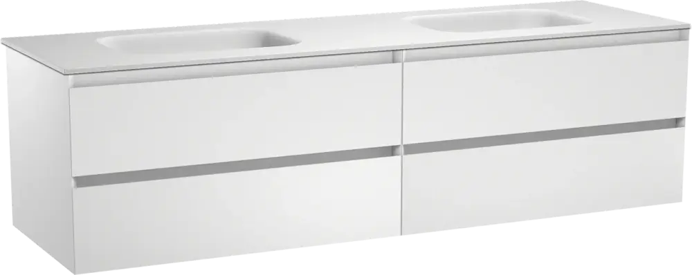 Balmani Mitra hängendes Möbelstück Set: 180 x 55 cm, Weiß matt, mit Tablo Arcato Doppelwaschtisch, Solid Surface Weiß matt Knallerangebot