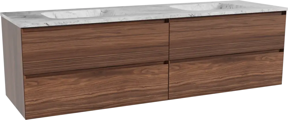 Neu Im Sortiment Balmani Mitra hängendes Möbelstück Set: 180 x 55 cm, Nussbaum, mit Tablo Arcato Doppelwaschtisch, Marmor Carrara
