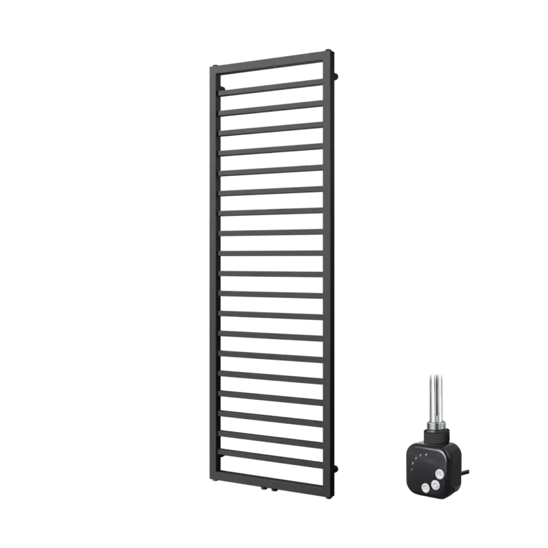 Super-Preis Vipera Listona Einzel Handtuchheizkörper 50 x 180 cm Elektrische Heizung Schwarz matt Seiten- und Mittelanschluss 800W, inkl. Widerstand