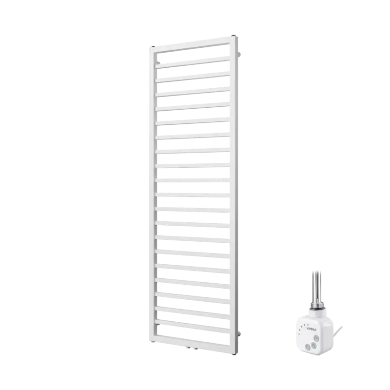 Vipera Listona Einzel Handtuchheizkörper 50 x 180 cm Elektrische Heizung Weiß matt Seiten- und Mittelanschluss 800W, inkl. Widerstand Wochenendangebot