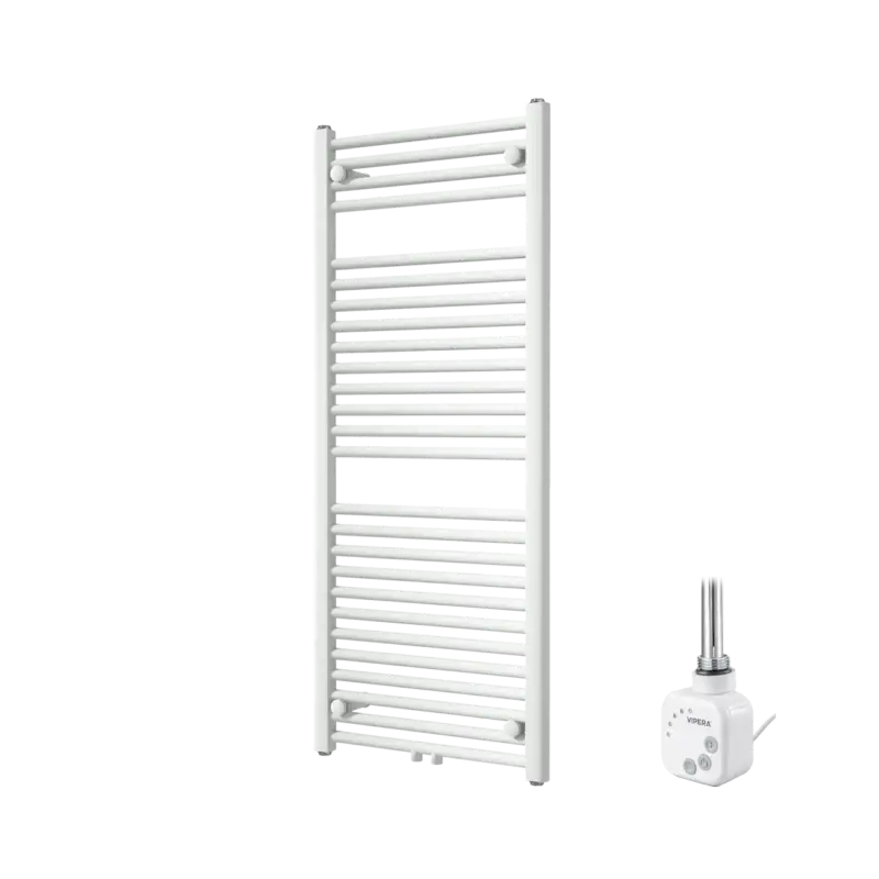 Vipera Kanza Einzel Handtuchheizkörper 50 x 120 cm Elektrische Heizung Weiß matt Seiten- und Mittelanschluss 500W, inkl. Widerstand Ausverkauf