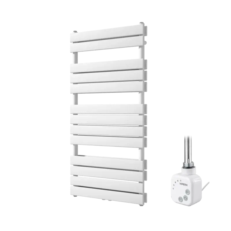 Garantierte Lieferung Vipera Vulcan Doppel Handtuchheizkörper 60 x 123 cm Elektrische Heizung Weiß glänzend Seiten- und Mittelanschluss 1000W, inkl. Widerstand