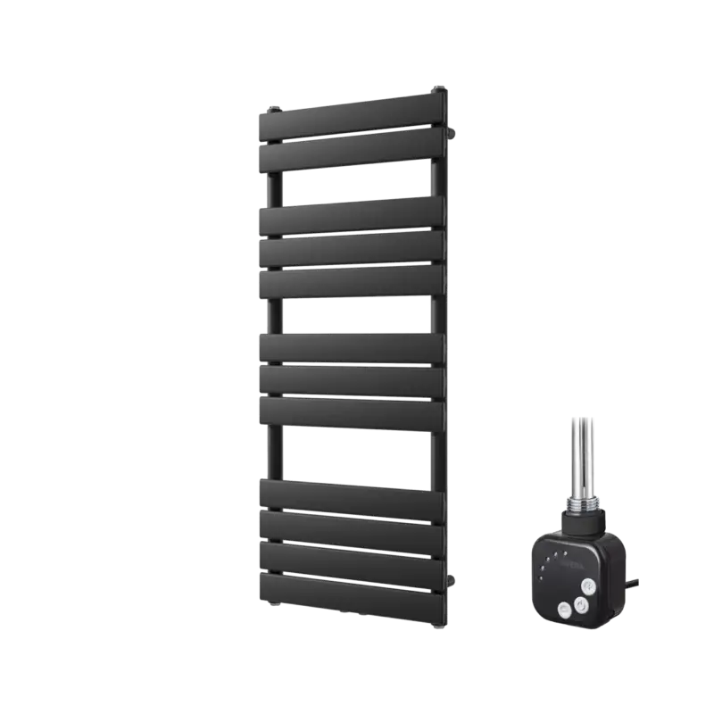 Günstig Vipera Vulcan Einzel Handtuchheizkörper 50 x 120 cm Elektrische Heizung Schwarz matt Seiten- und Mittelanschluss 500W, inkl. Widerstand