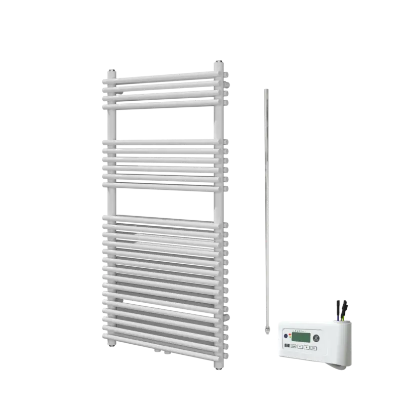 Günstig Vipera Alegria Doppel Handtuchheizkörper 60 x 120 cm Elektrische Heizung weiß glänzend Seiten- und Mittelanschluss 1.000W, inkl. Widerstand